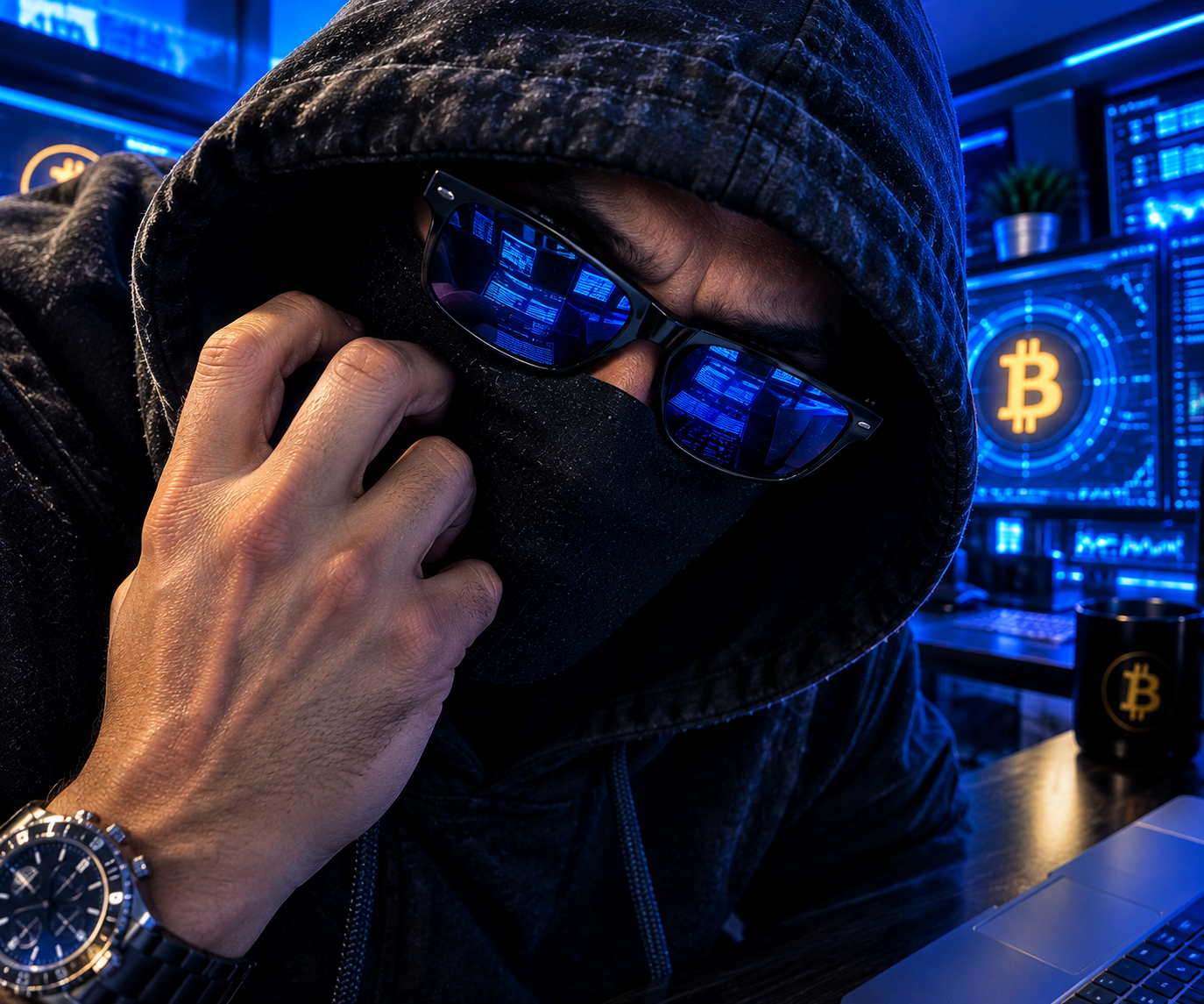 Illustrative cybersecurity researcher considering digital safety