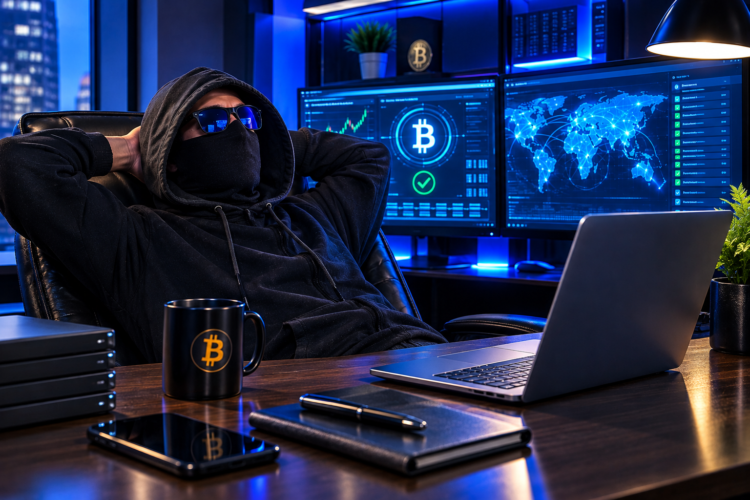 Cybersecurity workstation illustration